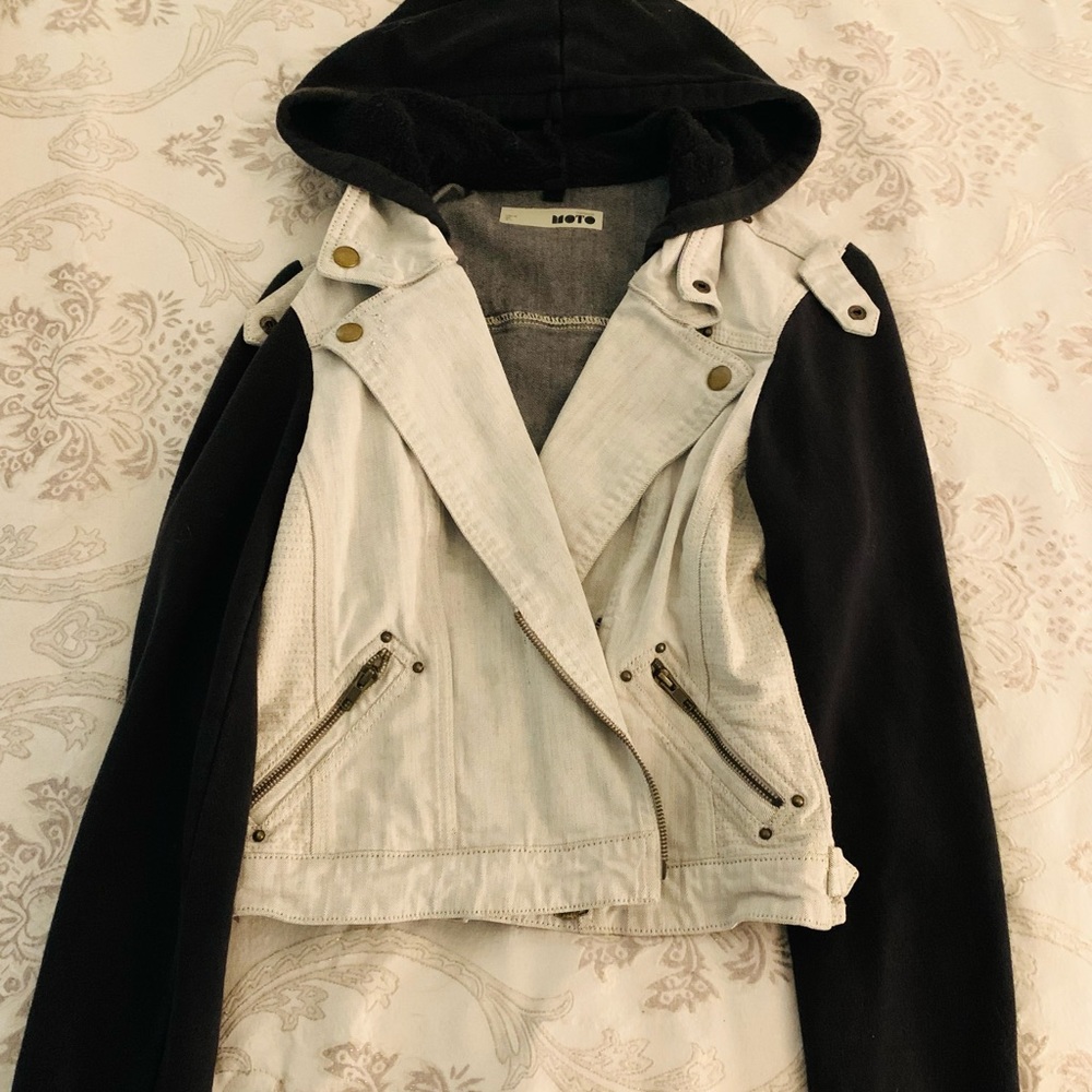Topshop Moto hooded jean jacket